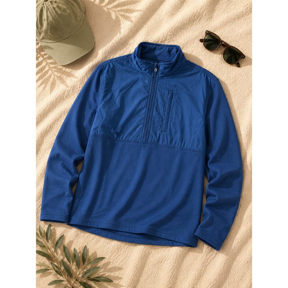 NWOT UNTUCKit Men's 1/2 Zip Pullover Lightweight Jacket Long Sleeve Blue Size XL